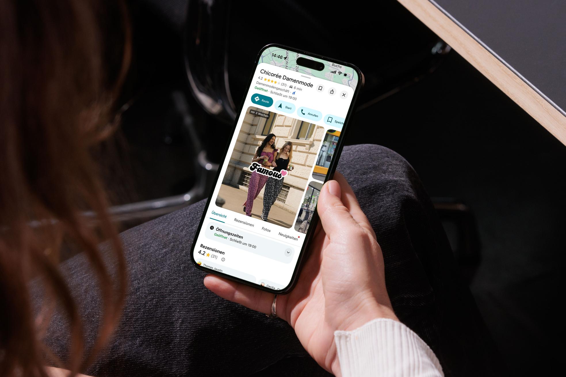 Google-Business-Eintrag Fashion Retailer Chicorée Mobile Ansicht