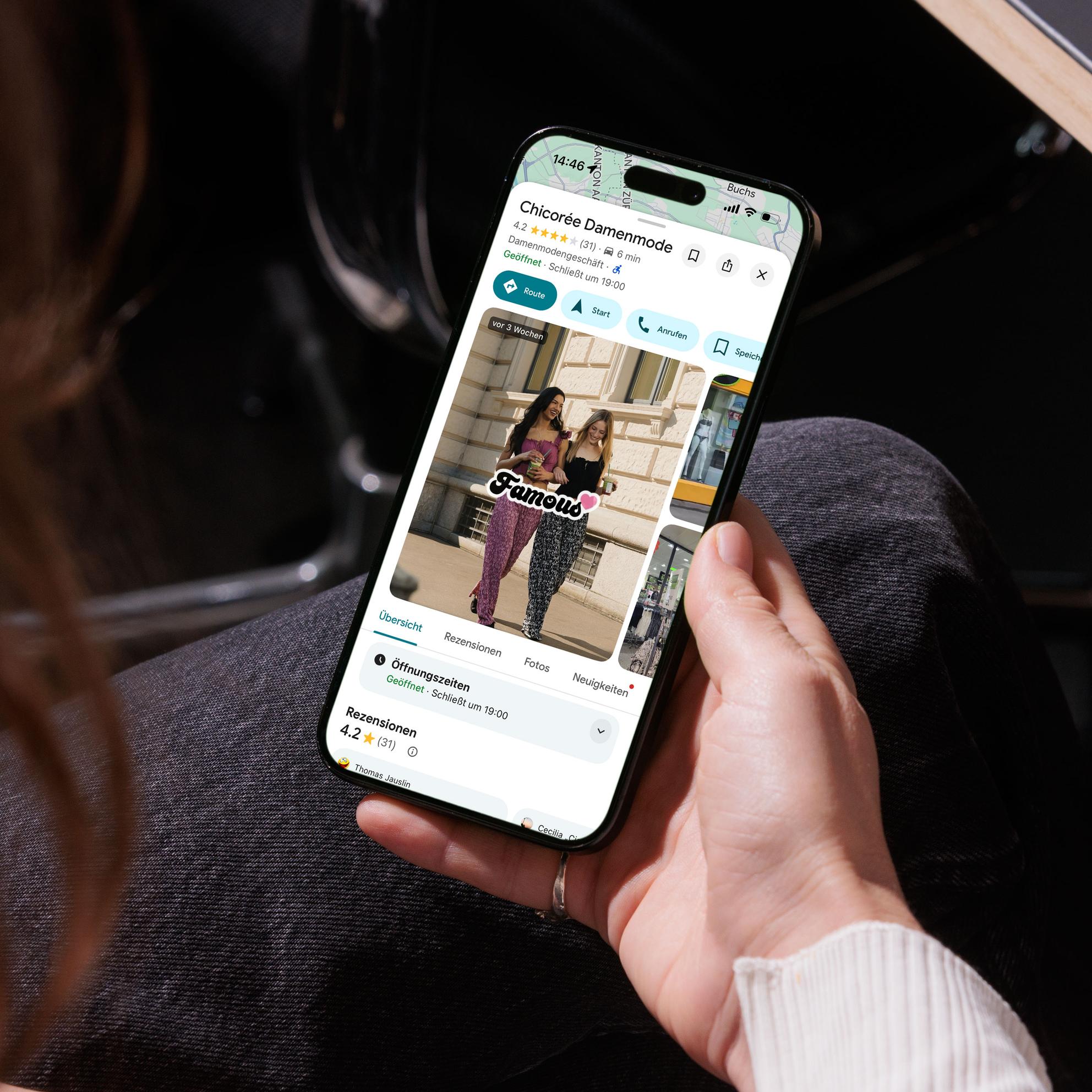 Google-Business-Eintrag Fashion Retailer Chicorée Mobile Ansicht