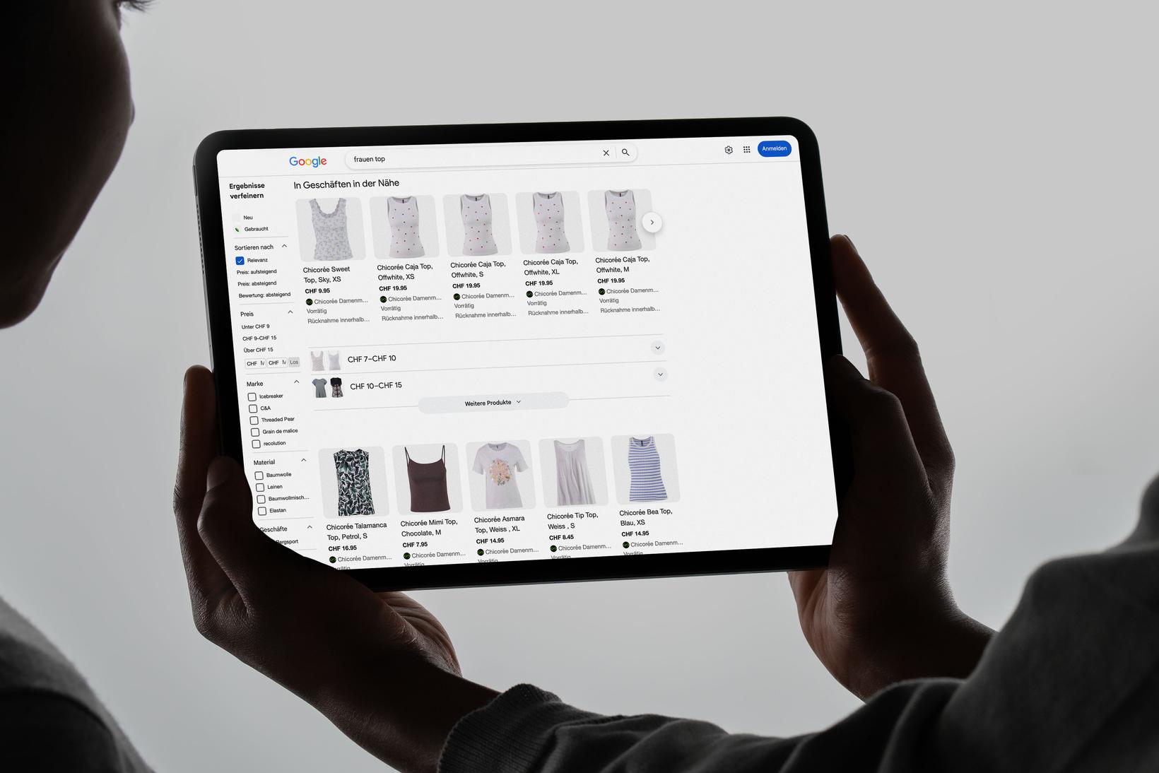 Google-Business-Local-Inventory Fashion Retailer Chicorée Desktop Ansicht